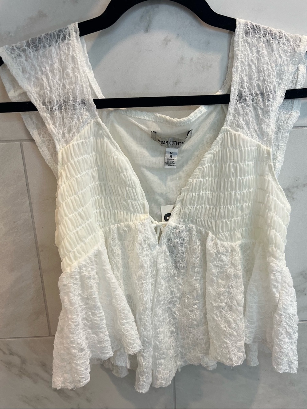 Urban Outfitters White Lace Peplum Tank Top